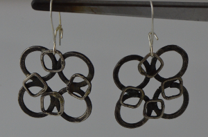 silver earrings with ruby